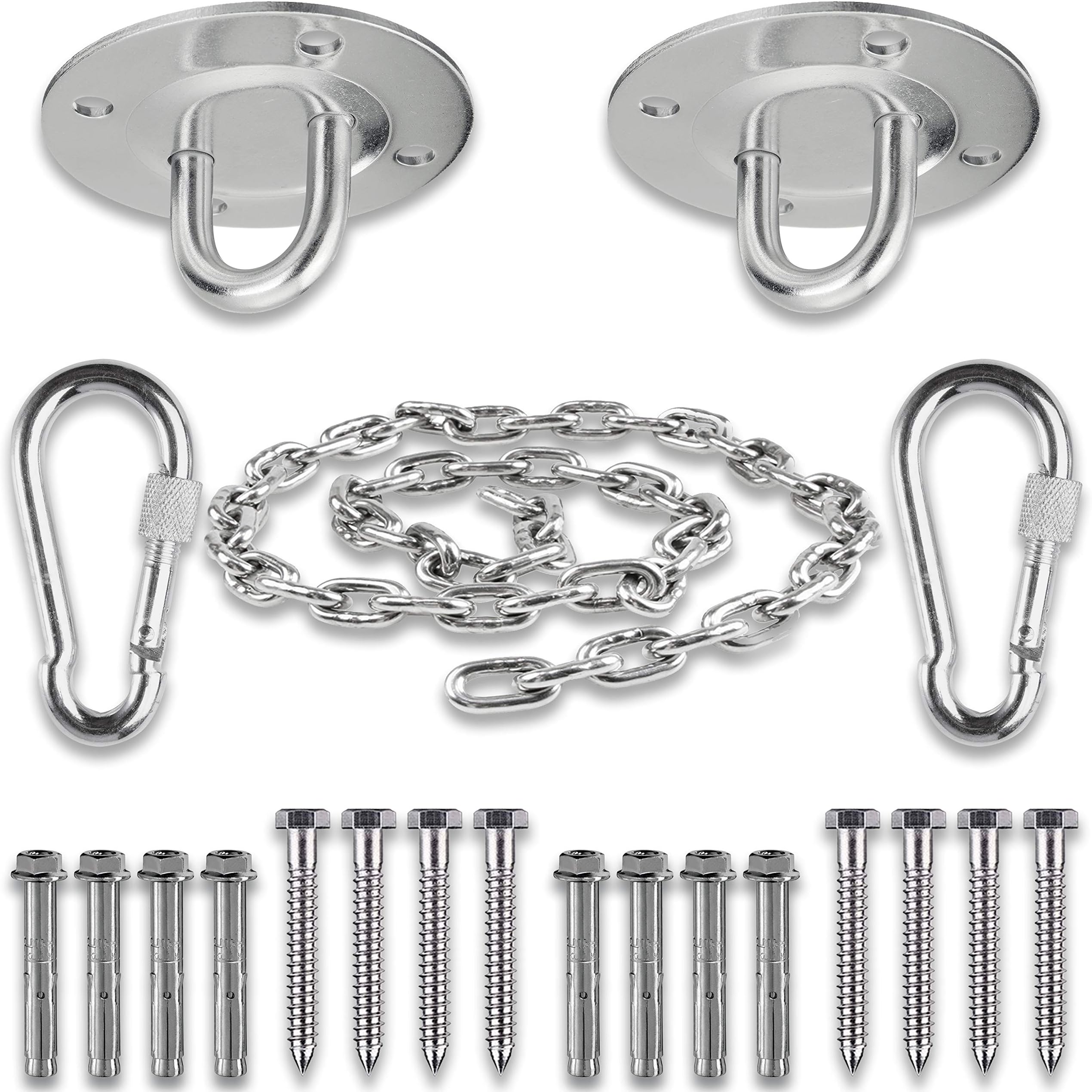 Anchor Ceiling Mount kit with chain for Macrame swing, hammock, wall mount hook for Yoga Trapeze and Straps, ceiling bracket for Gymnastic Rings or climbing rope at home basement gym