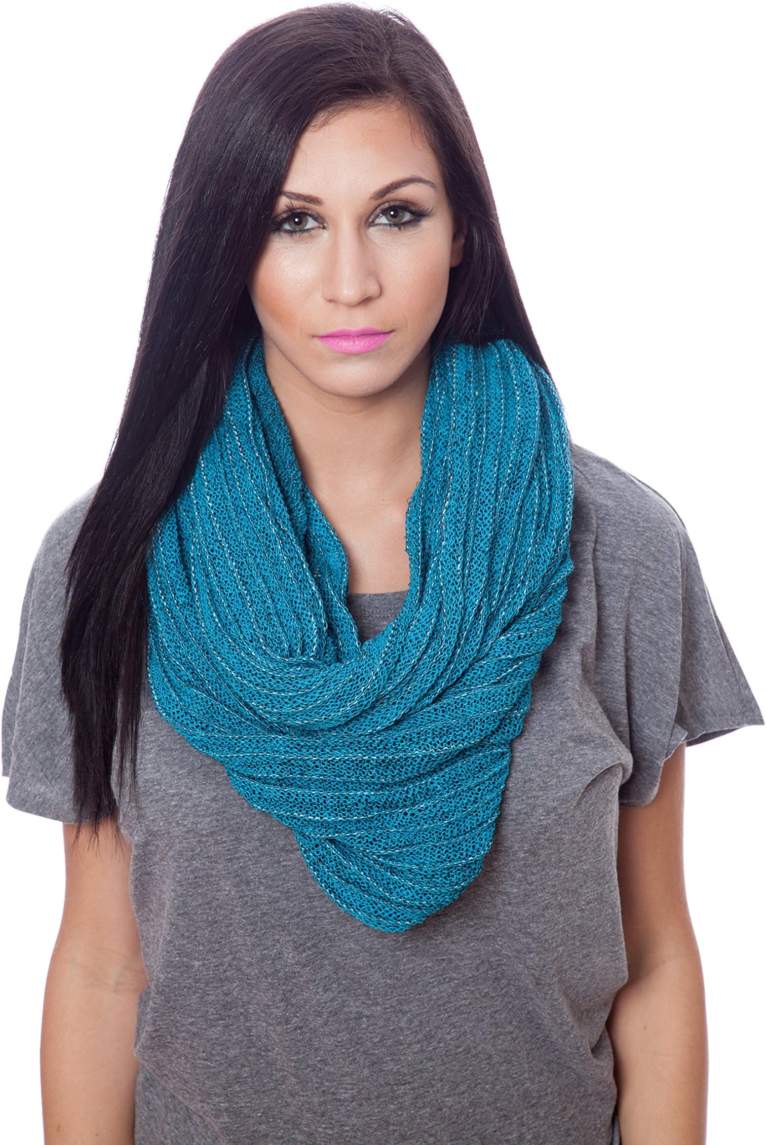 Womens 100% Cotton Super Soft Luxurious Infinity Scarf 100 Ways to Wear Turquoise