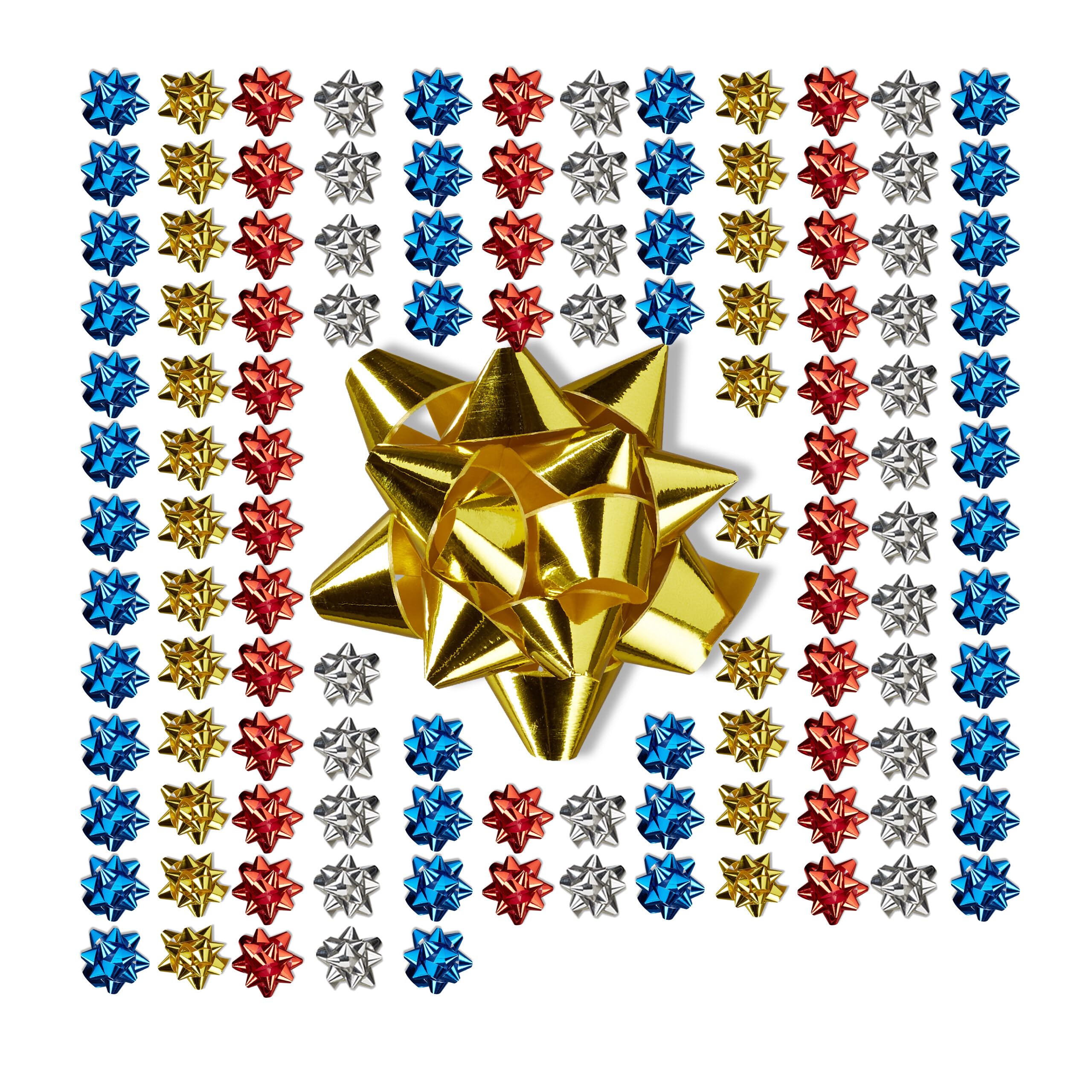 Relaxdays Set de 100 Lazos Regalo Adhesivos, Polipropileno, Multicolor, 5 cm de Diámetro