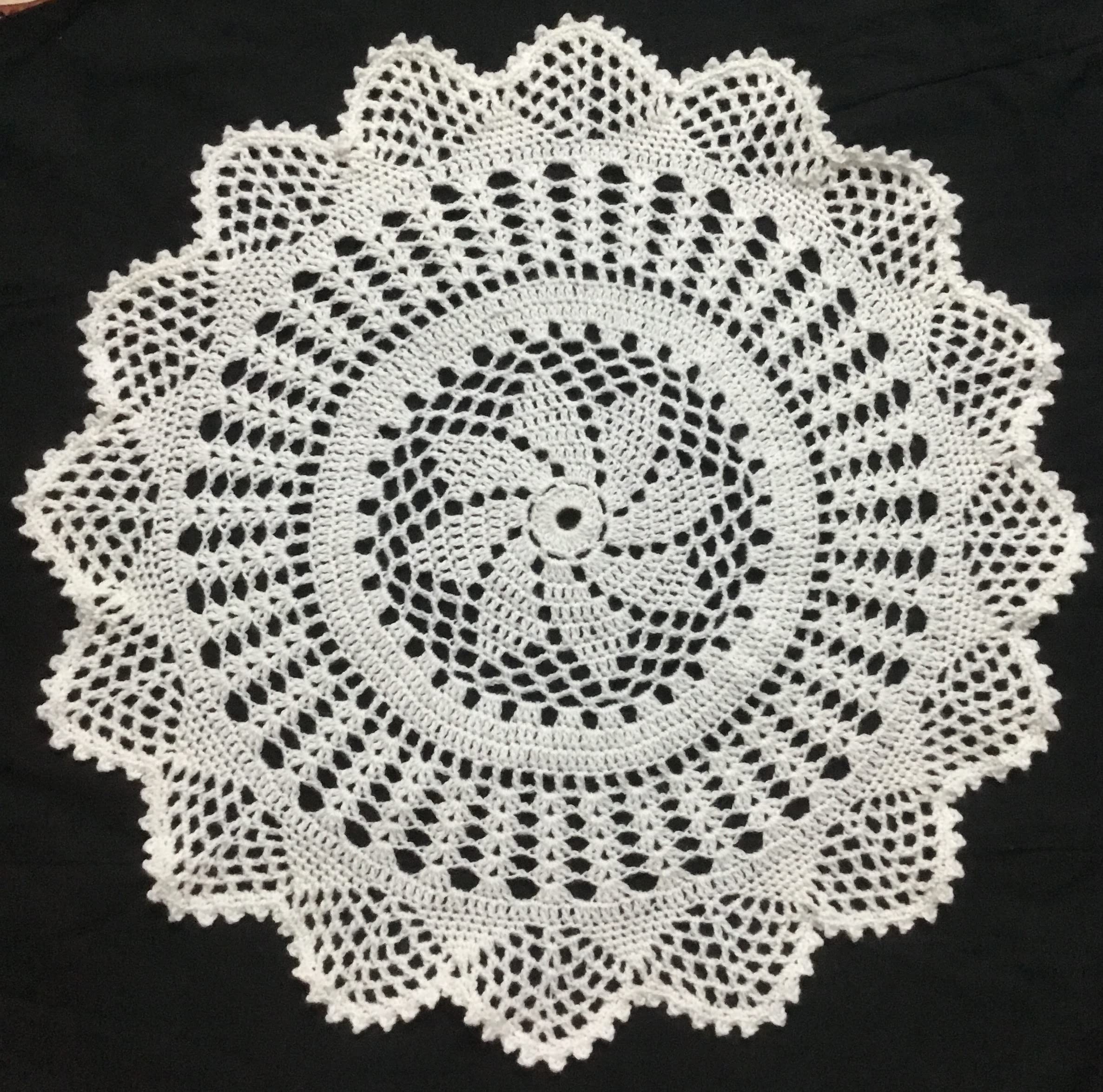 Crochet House Handmade Crochet Off-White Woolen Round Table Mat (21inch)