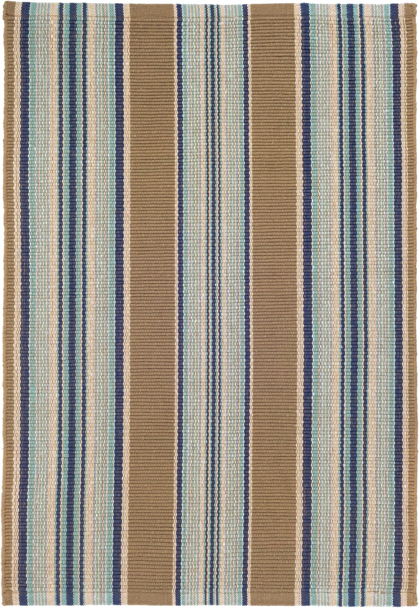 Dash and Albert Blue Heron Cotton Area Rug - 2.5' x 8' Runner Blue Stripe Handwoven Accent Rug - Durable, Lightweight, High Traffic Areas Hallway, Bedroom