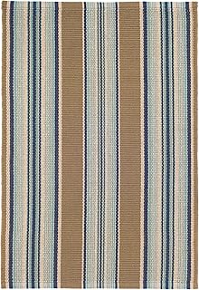 Dash & Albert Blue Heron Stripe Handwoven Cotton Rug, 2 X 3 Feet, Blue S...