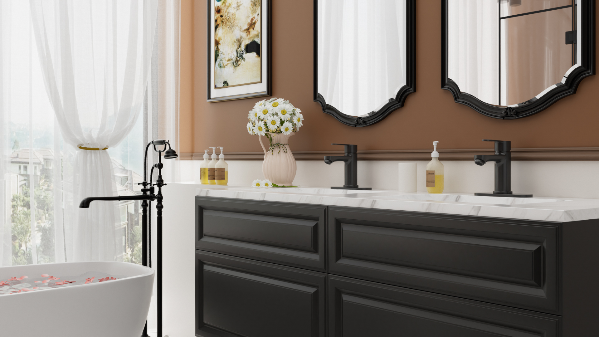 BELZ Bathroom Faucet, Single Handle Matte Black Sink Faucet for 1