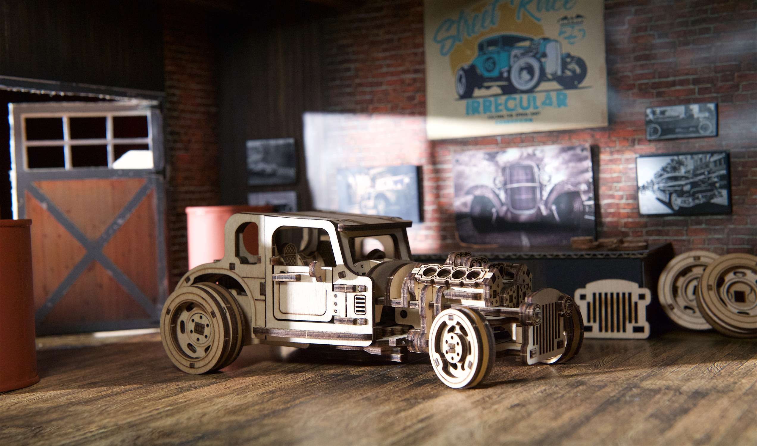 Hot Rod Furious Mouse - Puzzle 3D mécanique en bois Ugears - Jouets en bois