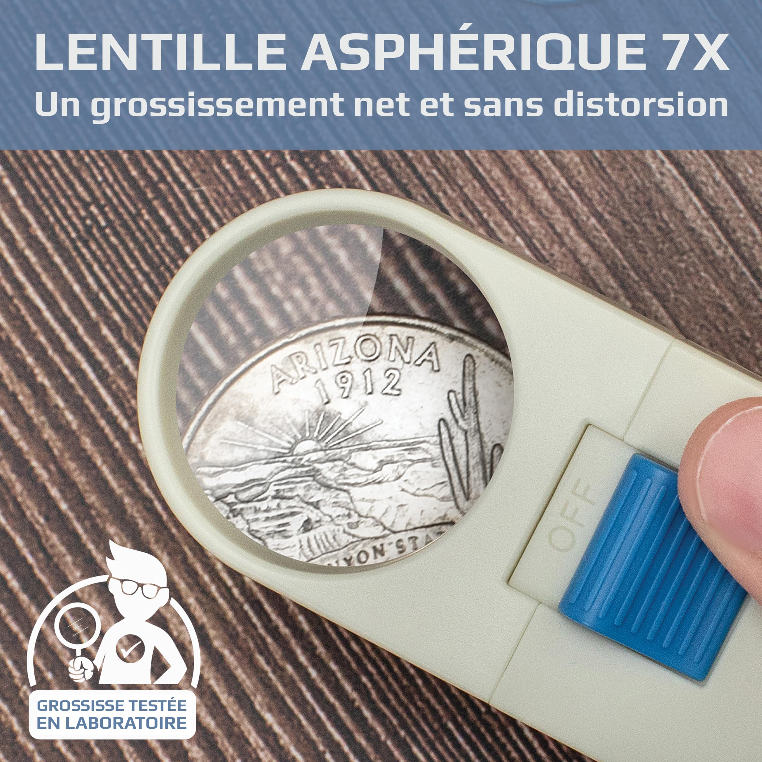 Carson Loupe éclairée à Main 7X LED 1,5" lentille asphérique SV-70