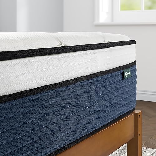 Miniatura 9 de ZINUS Colchón híbrido de soporte cómodo de 12 pulgadas nueva versión, King, sin fibra de vidrio, felpa media, aislamiento de movimiento, espumas y