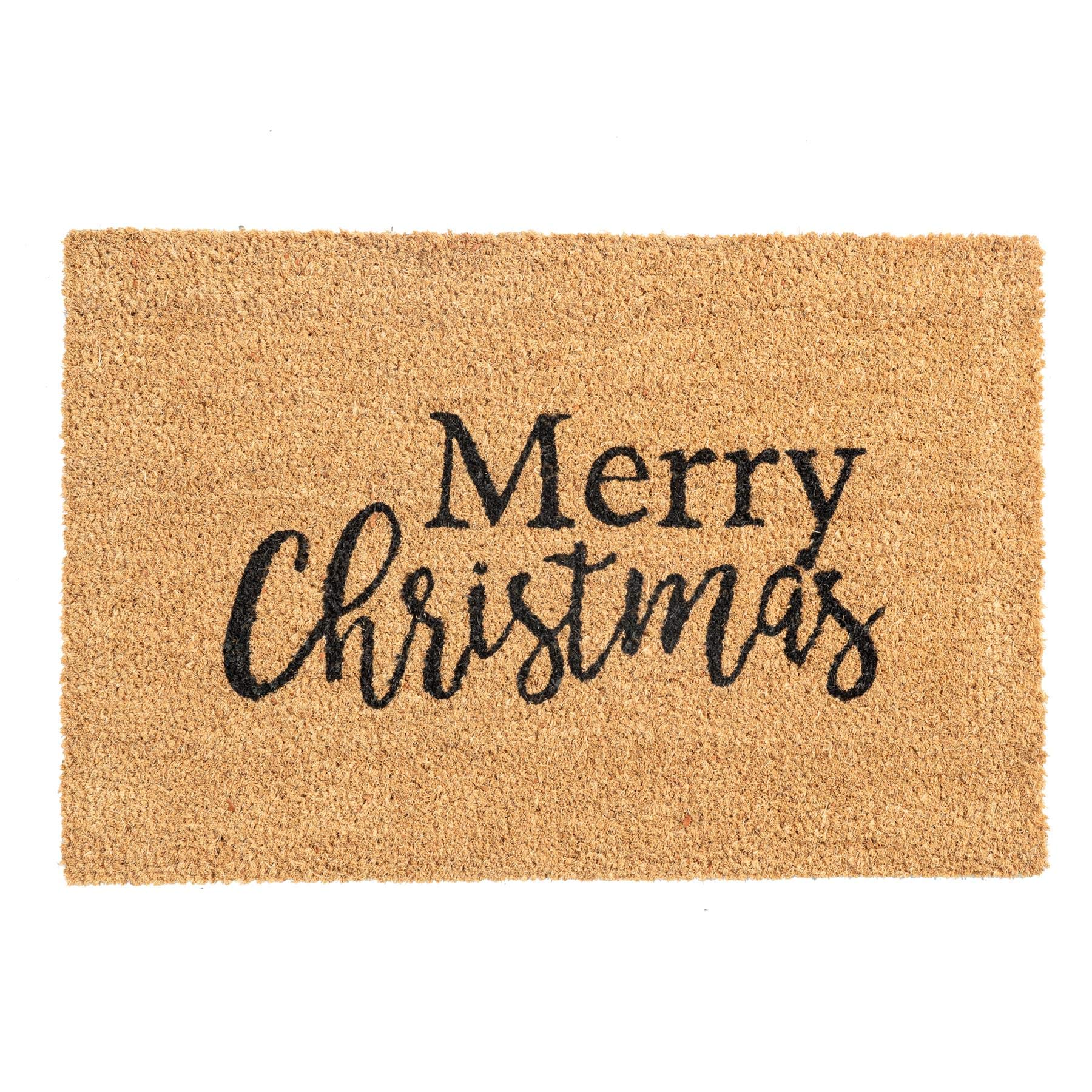 Nicola Spring Christmas Door Mat - 60 x 40cm - Merry Christmas - Pack of 1 - Indoor Outdoor Coir Doormat Xmas Decor Holiday Season Decorative Front Scraper Rug Floor Mat