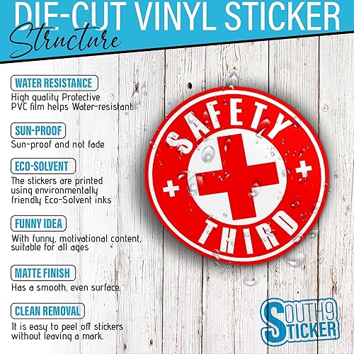 Miniatura 4 de (3 unidades) - Tercera calcomanía de seguridad, caja de círculo de vida, divertido sombrero duro, herramienta trabajador, 2 pulgadas, impermeable,
