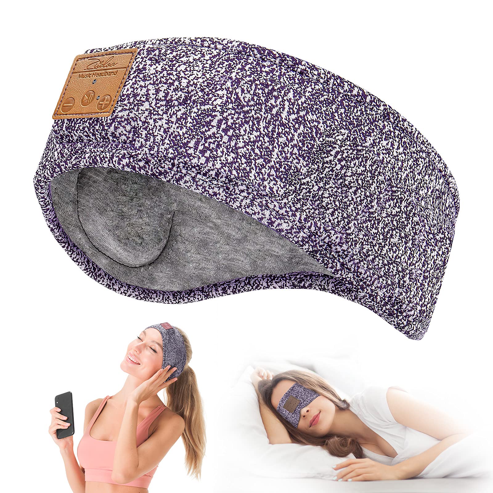 ZIIDOO Sleep Headphones, Soft Bluetooth 5.0 Sleep Mask Headband, Wireless Music Sleeping Headphones with Ultra-Thin HD Stereo Speakers Perfect for Noise Cancelling,Workout,Yoga, Air Travel, Meditation