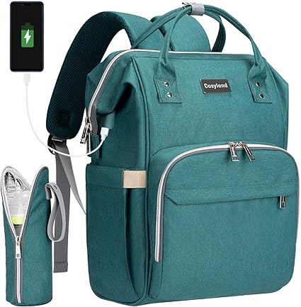 Cosyland Sac A Dos A Langer Pour Bebe Sac De Voyage Multifonction Sac A Couches Impermeable Grande Capacite Avec 2 Sangles De Poussette Pochettes Isolees Thermiquement Cable Usb Sac Soins Bebes Vert Amazon Fr