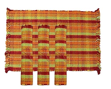 THE HOME TALK Cotton & Polyester Placemats | Side Table Mats | Heat-Resistant | Best for Bed-Side Table, Center Table, Dining Table | The Home Talk (Multicolor, 13x19 Inch (Set of 4))