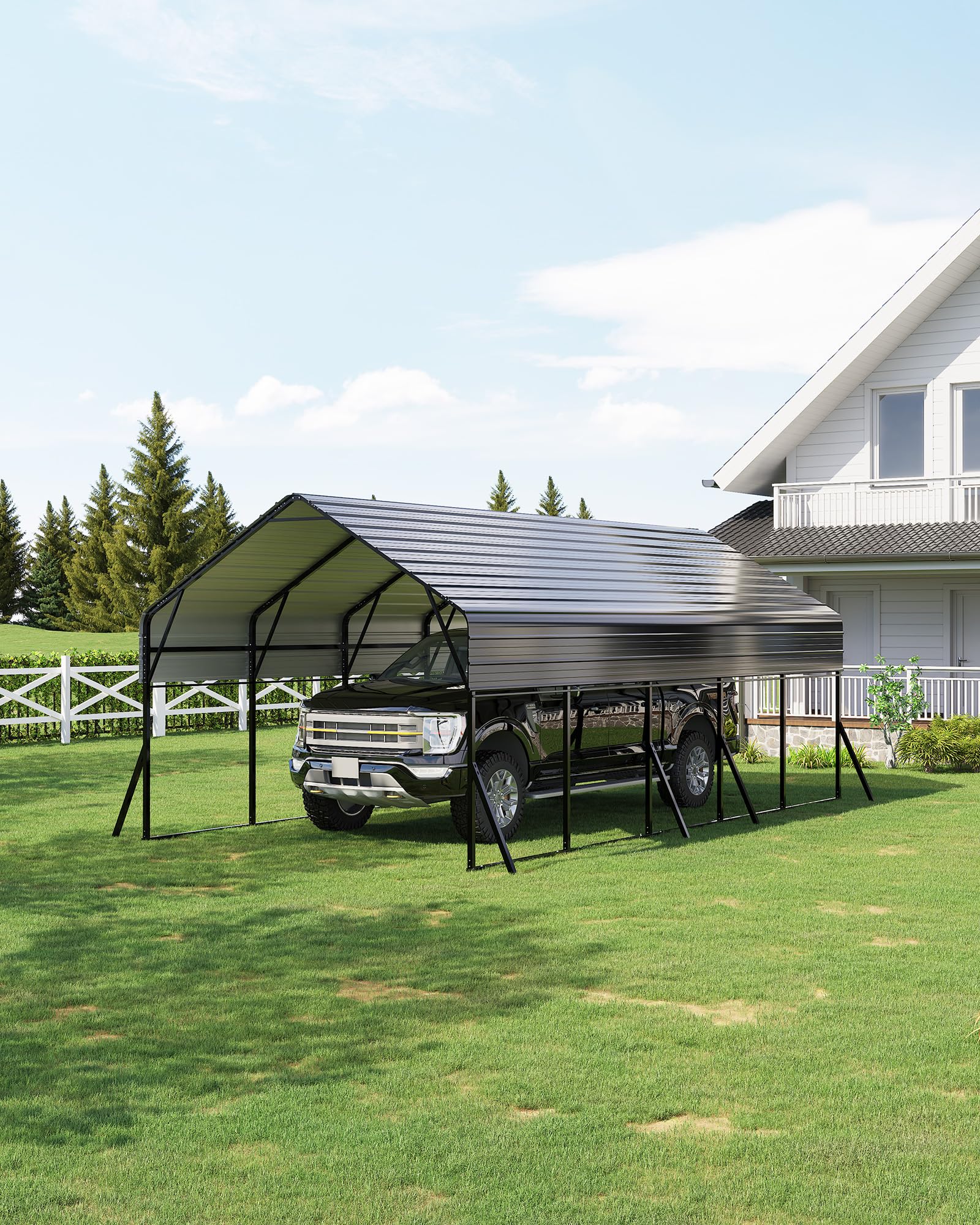 Photo 1 of ****Partial set only 1 box*****
**incomplete**
Garvee 13'x26'x11.4' Metal Carport, Heavy Duty Car Ports Kit All-Weather for Pickup Trucks, Boats, RVs, Tractors, Reinforced Frame with Anchors