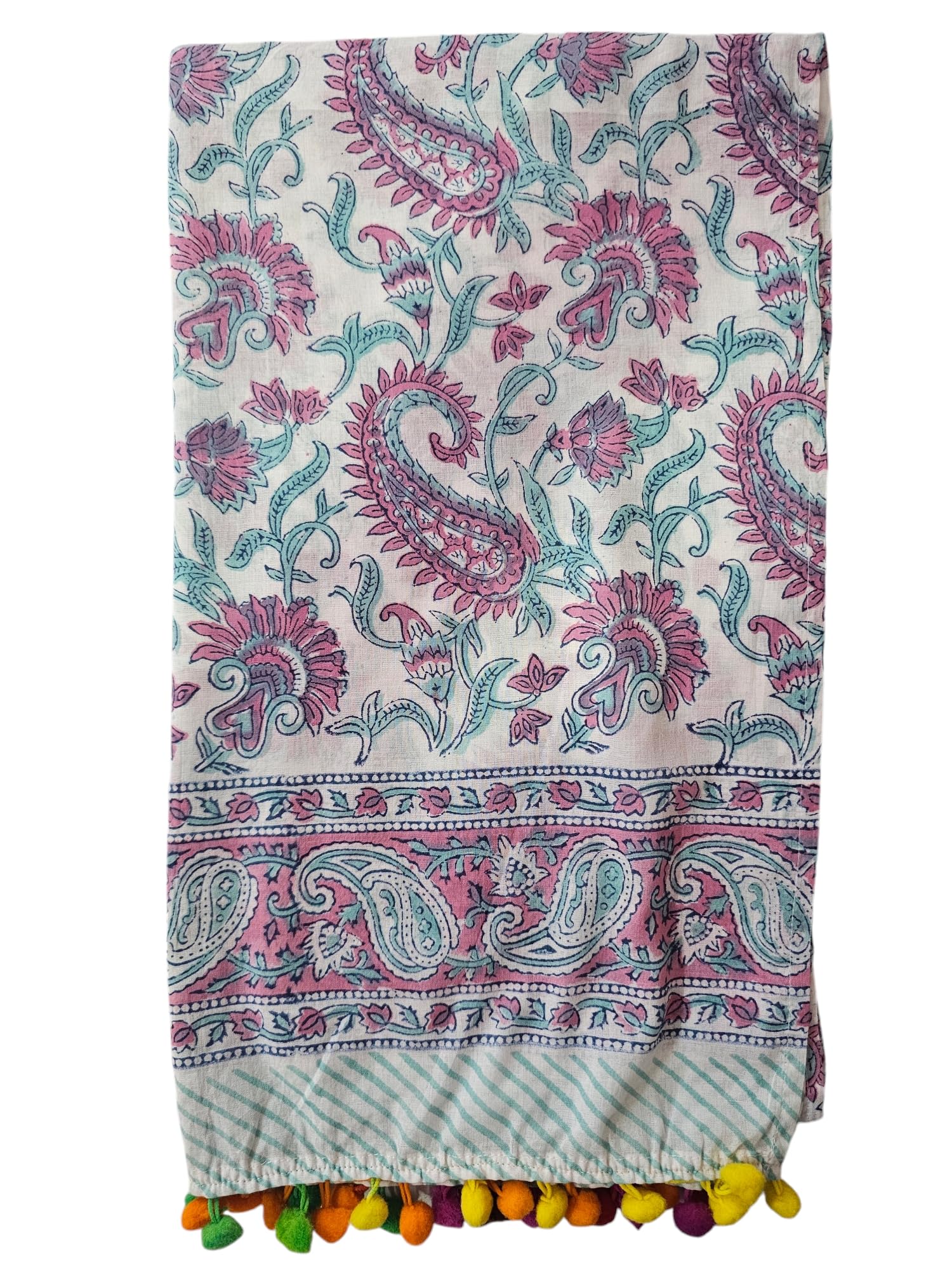 INDIANHANDICRAFTS Bufandas indias con estampado de bloques de mano, 5 unidades, bufanda de algodón para mujer, tamaño 55,8 x 183,8 cm, estola para fiestas, Color Azul, 22x72 Inch