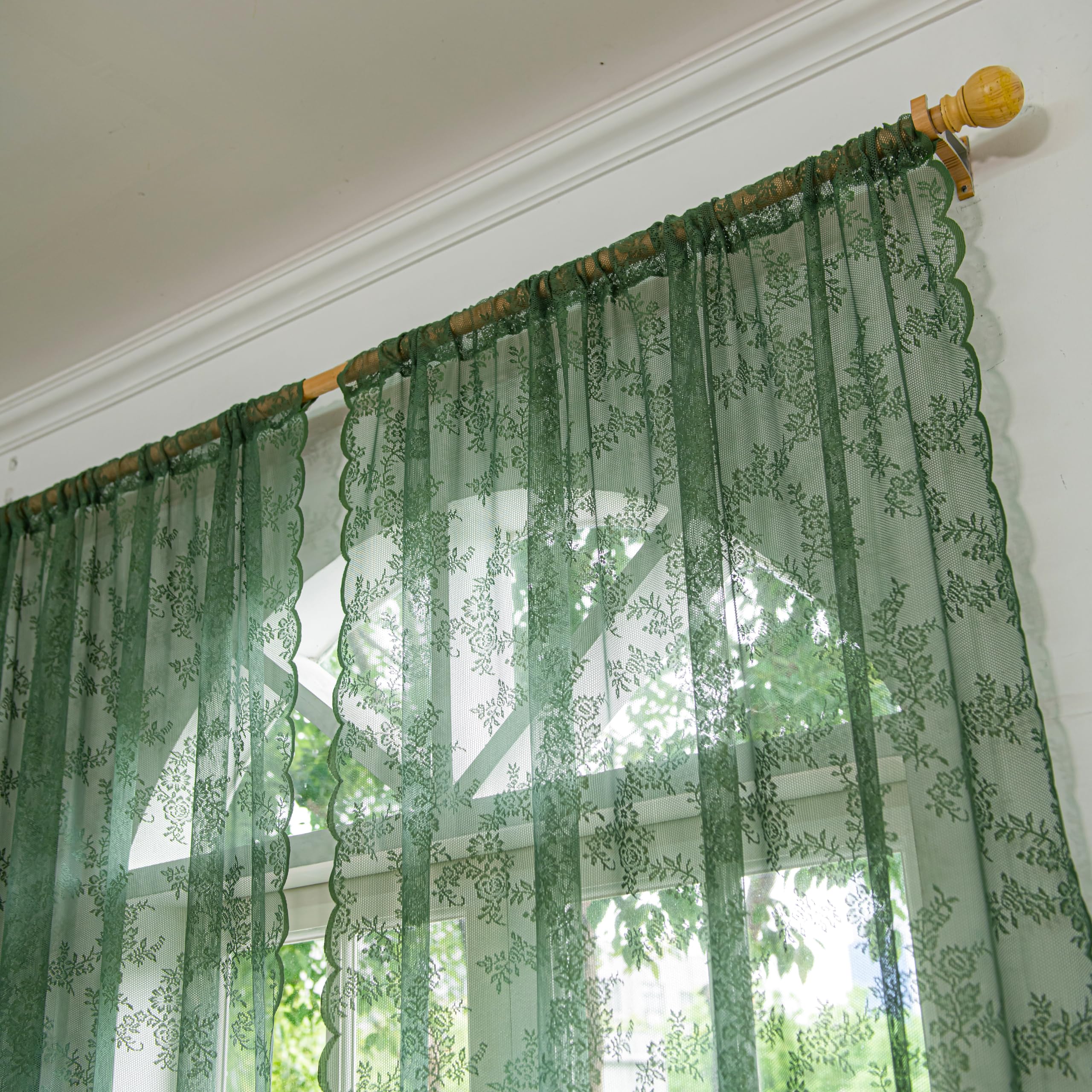 Amazon｜Sutuo Home オリーブグリーン レースカーテン 寝室 リビング