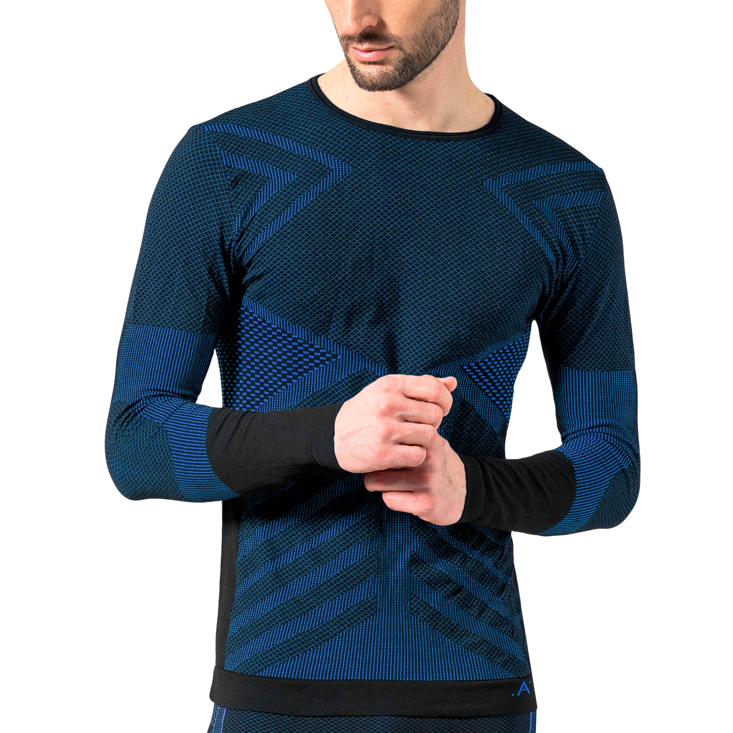 Risalti Men's Pacific Thermal Top For Long Sleeved Energy - Thermal Top Breathable Microfibre, Thermal Tops Technical, Thermal Underwear Seamless, Thermal Base Layer - Made In Italy