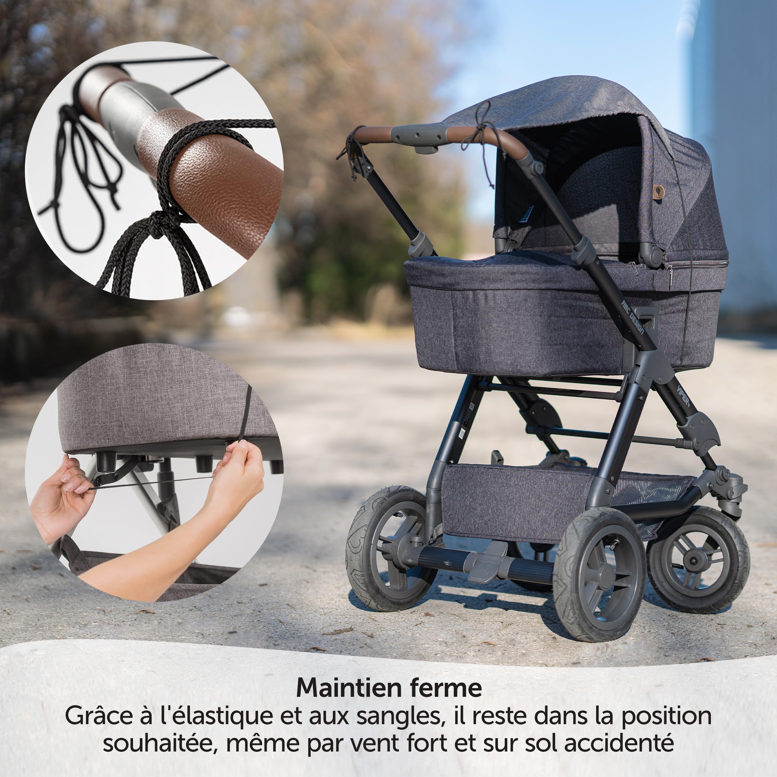 Zamboo Pare Soleil Poussette Universel Bébé – Protection UV 50+ – Voile d’ombrage Poussette avec Fonction Enroulable – Accessoire Poussette et Landau Été – Installation Facile - Gris Chiné