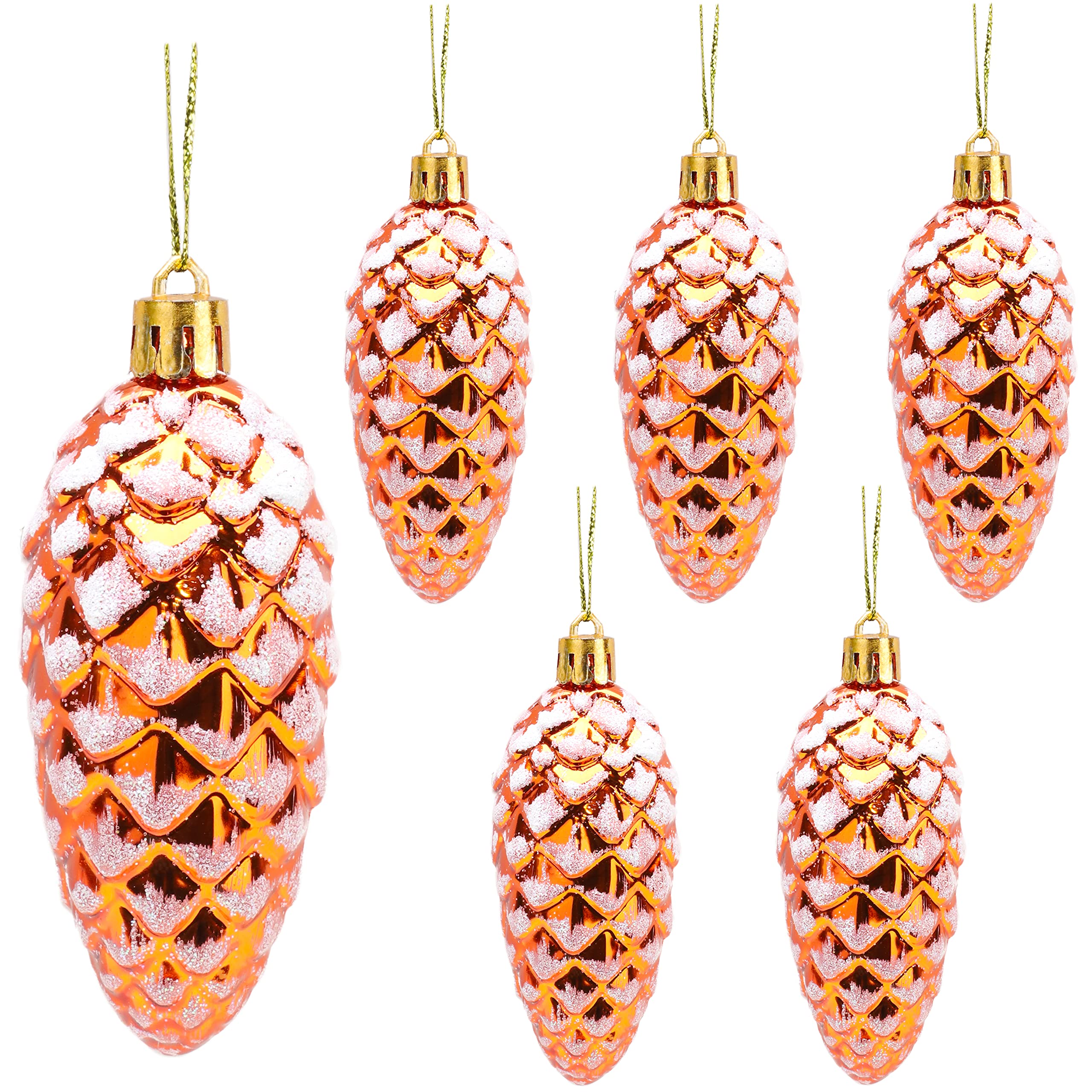 Christmas Concepts Copper Christmas Concepts® Pack Of 6–90Mm Shiny & Glitter Decorated Pine Cone Baubles – Christmas Tree Decorations (Copper)