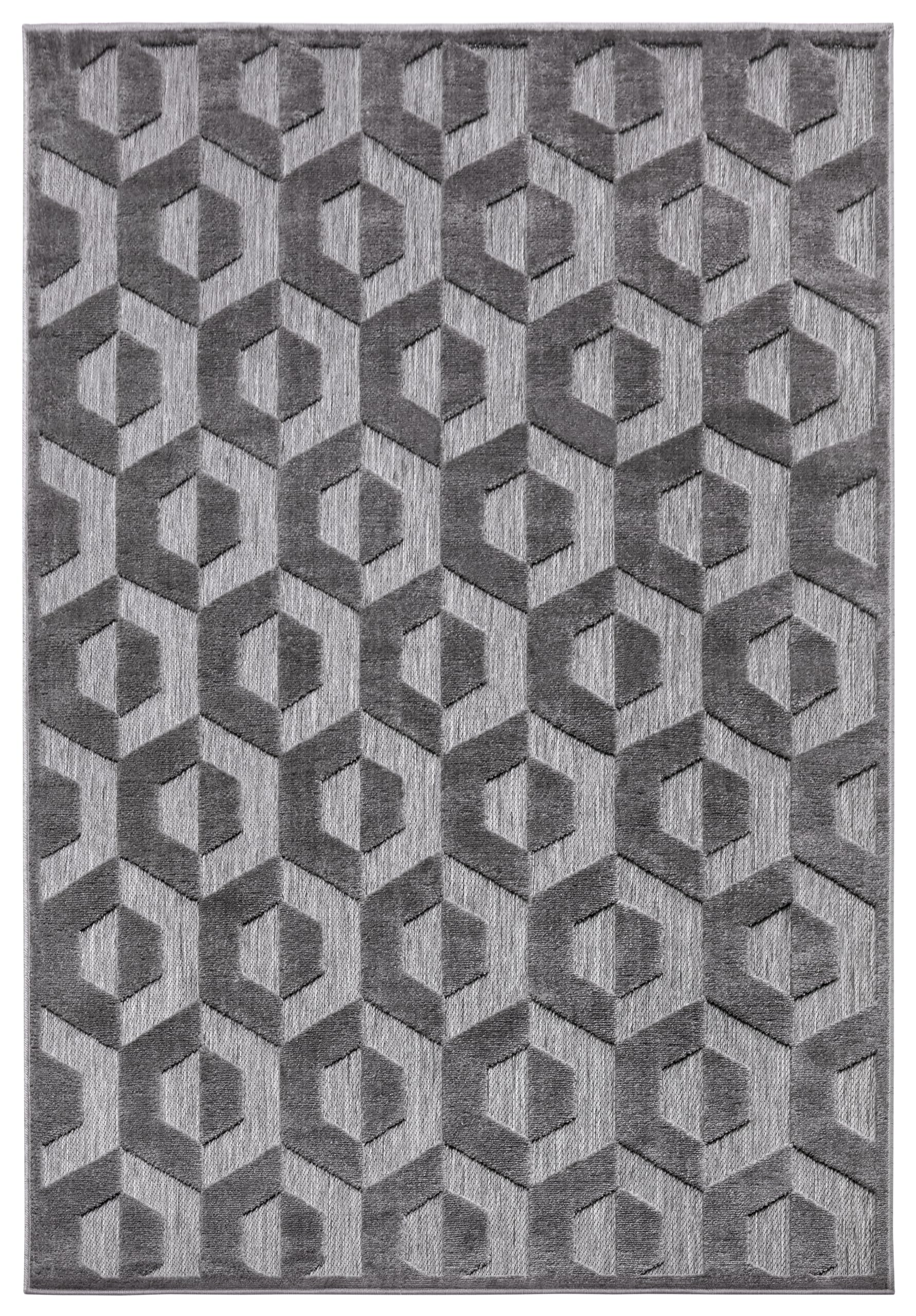 Hanse Home Hexa Design Tapis de Salon - Tissage Plat Moderne - Motif géométrique à Losanges - Style scandinave - pour Salle à Manger, Chambre d'enfant, Couloir - Gris Noir, 133 x 190 cm