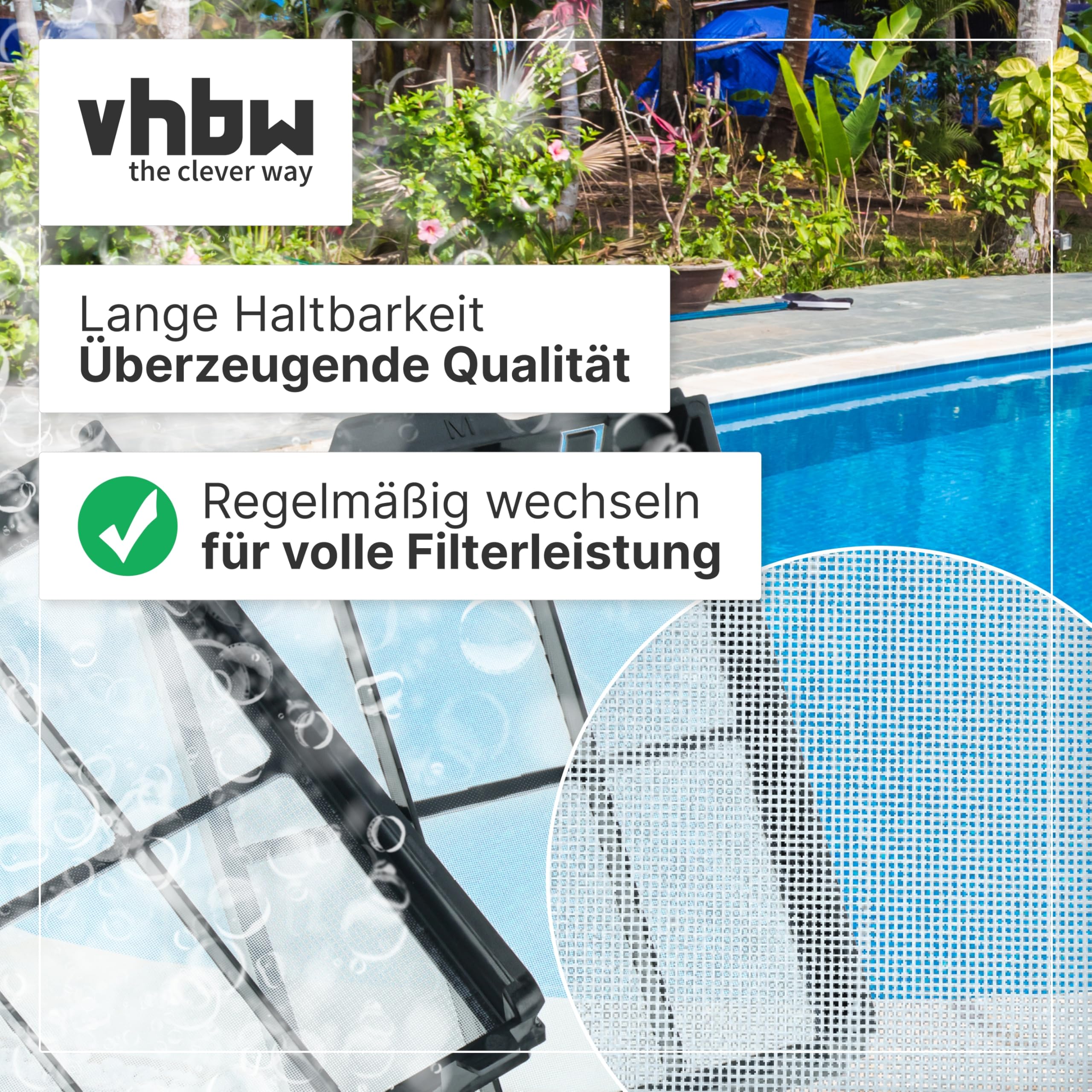 vhbw 8X Filtro per Polvere Grossolana Compatibile con Dolphin Prowler 930W aspiratore Piscina - Filtro Grossolano, 22 x 19,7 x 7,5 cm