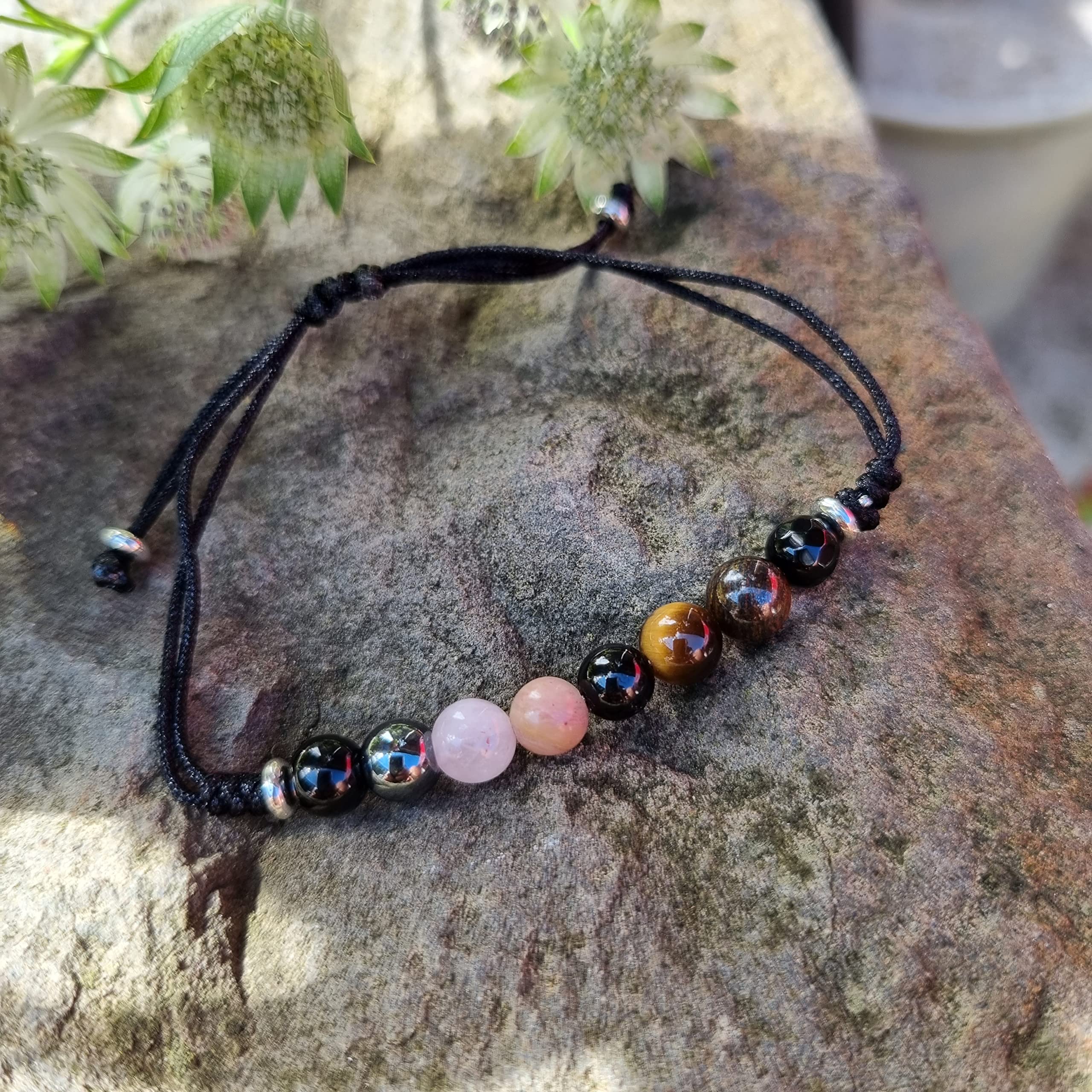 Pulsera PROTECCIÓN super 8, turmalina negra, broncita,cuarzo8 piedras semipreciosas, potenente talismán protector, amuleto de sabiduria