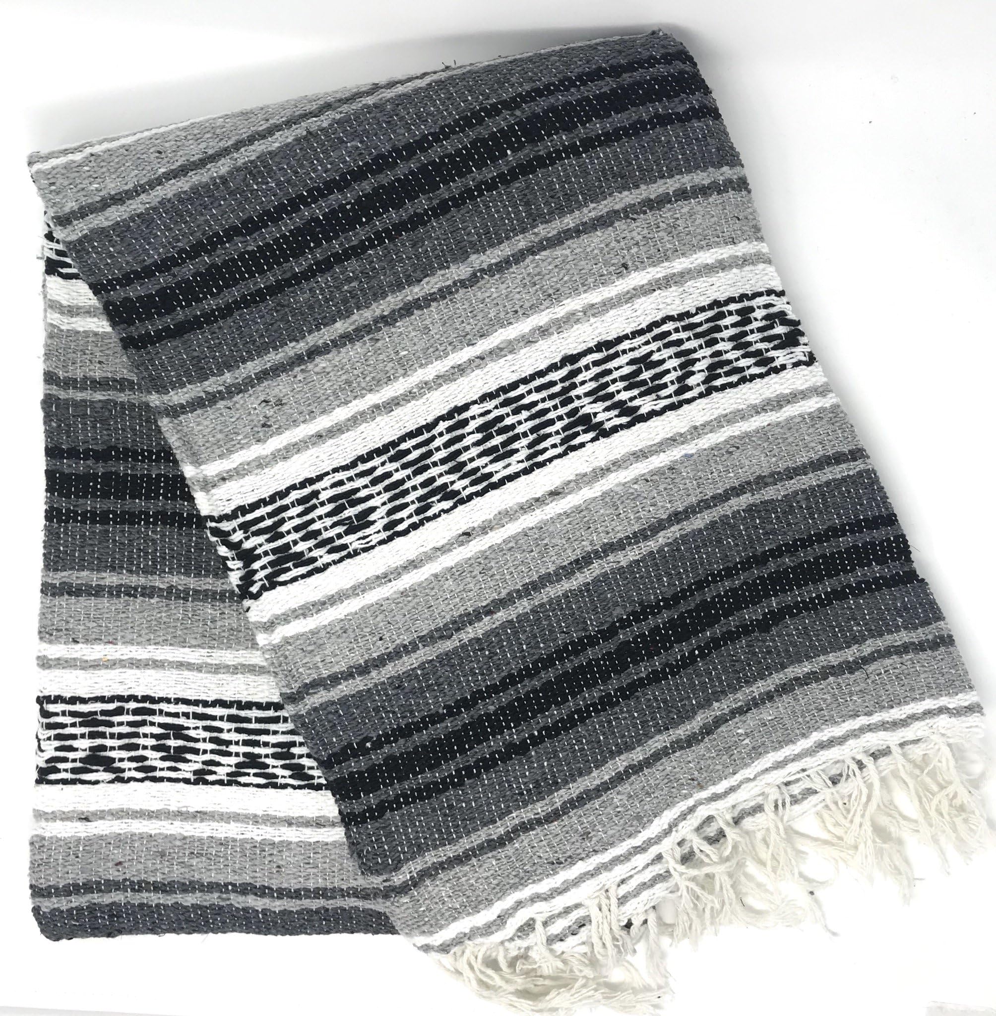 Mexitems Mexican Falsa Blanket Authentic 52" X 72" Pick Your Own Color (Black/Grey)