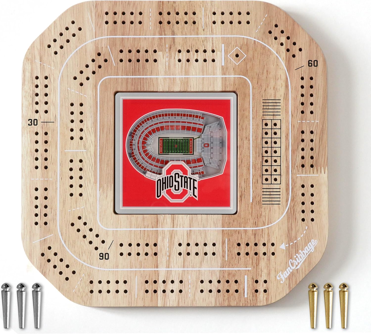 YouTheFan NCAA Licensed Fan Cribbage Wood Board Game