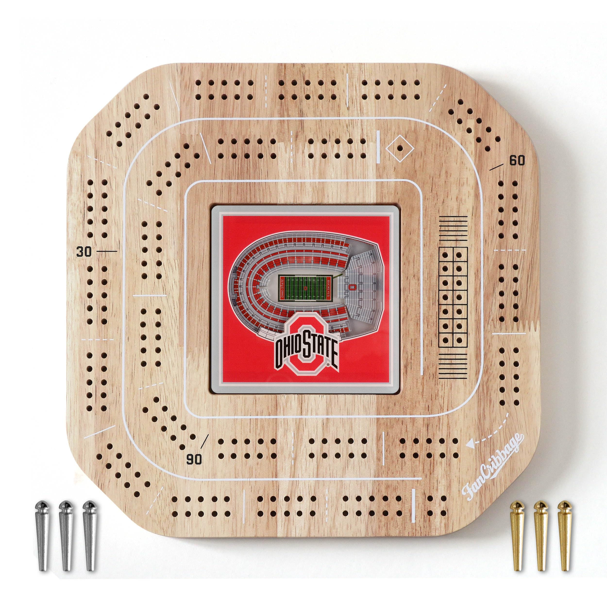 YouTheFan NCAA Ohio State Buckeyes Licensed Fan Cribbage Wood Board Game