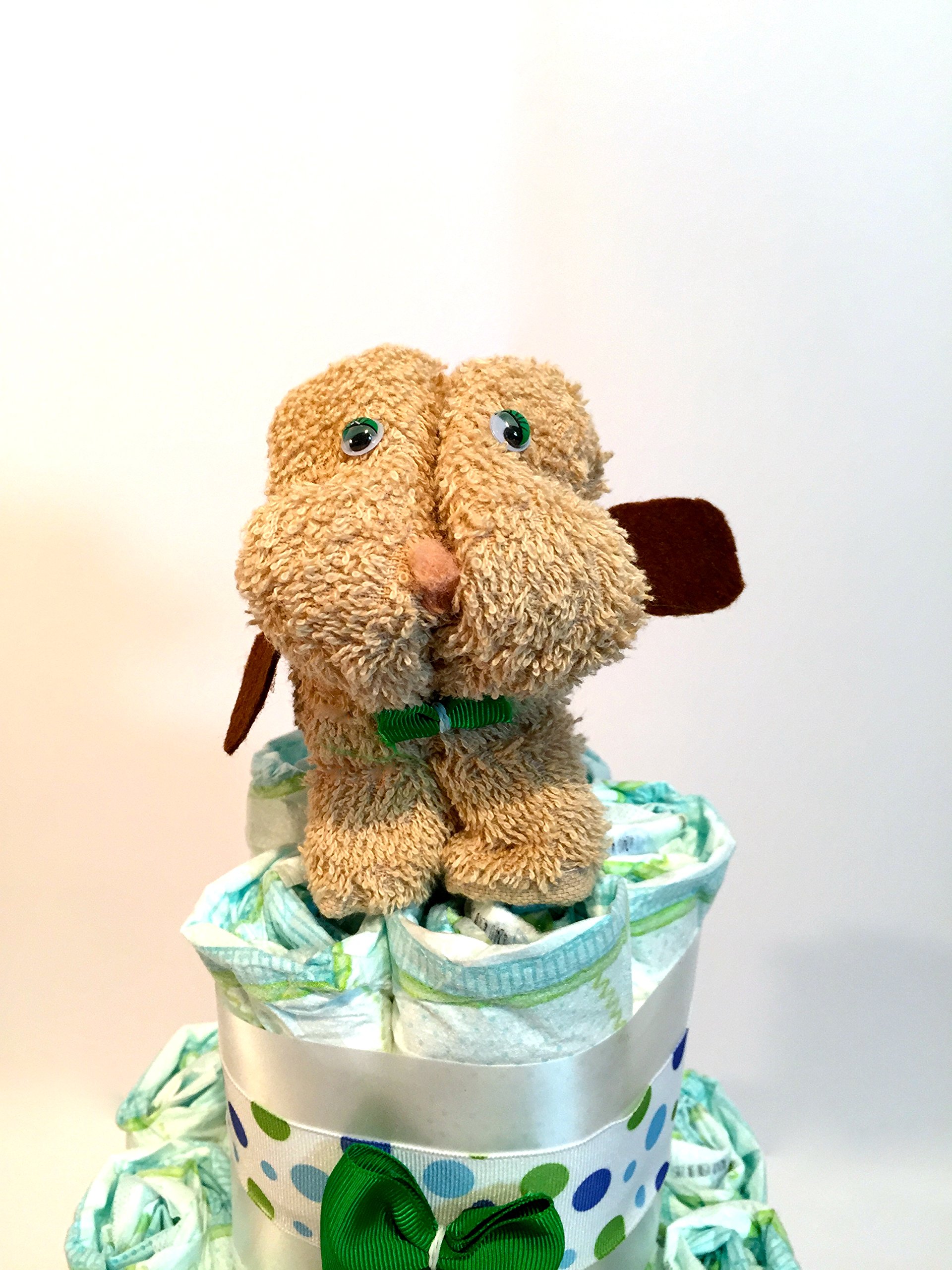 Tarta de pañales perrito toalla marrón