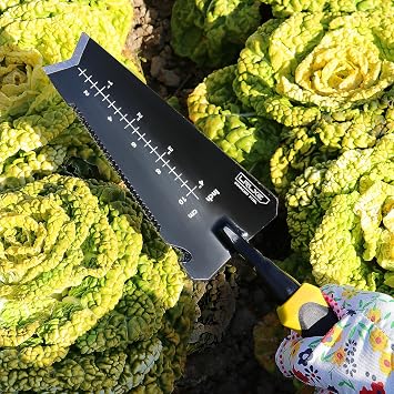 Gardening Shovel, Heavy Duty Stainless Steel Garden Transplant Shovel & Root Cutter, All-Purpose Hand Shovel with Serrated Edge for Digging & Transplanting, Yellow