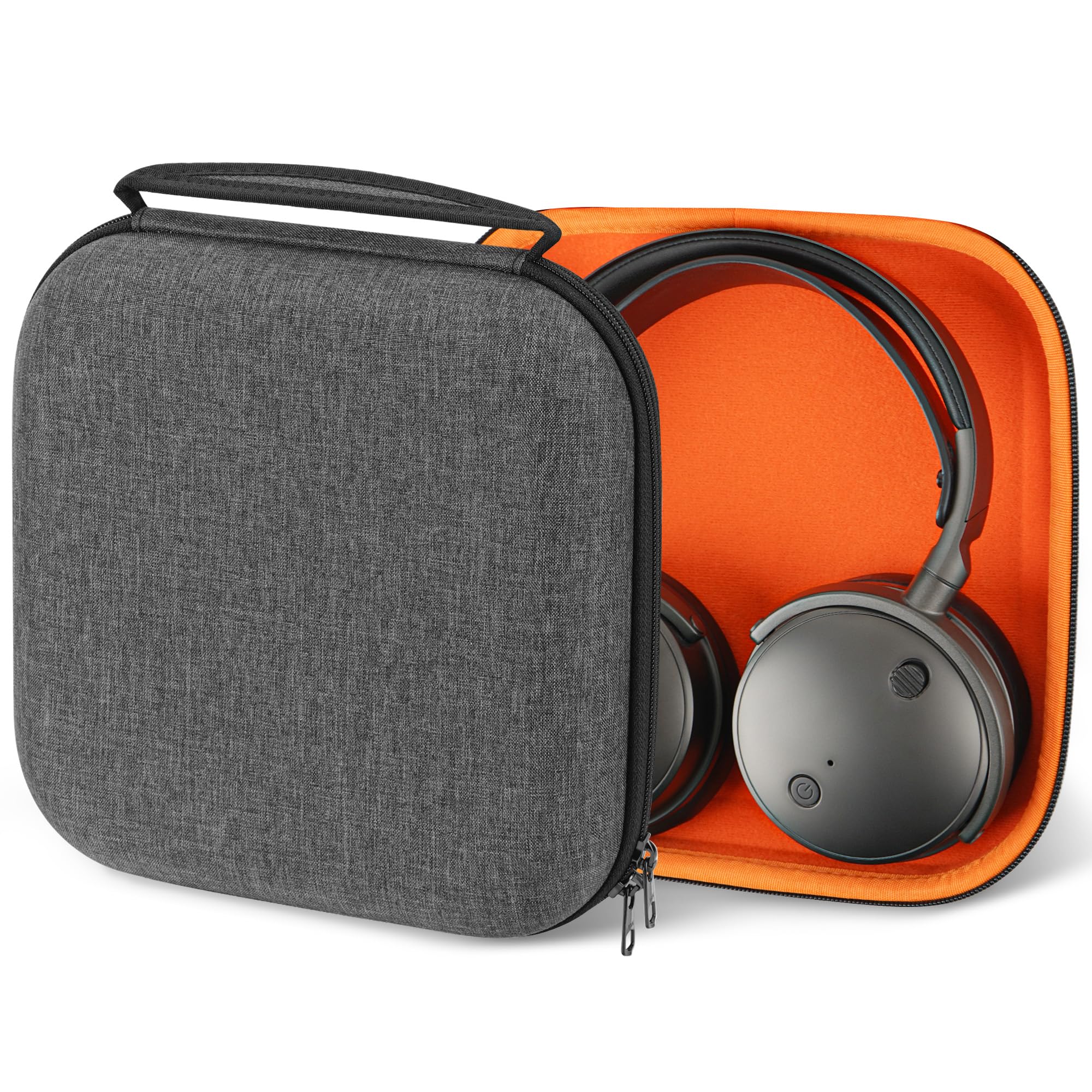 Geekria Shield Case for Over-Ear Headphones, Replacement Hard Shell Travel Carrying Bag with Cable Storage, Compatible with Audeze Maxwell, Soundcore SpaceOnePro, SONY WH-1000XM5 (Dark Grey)