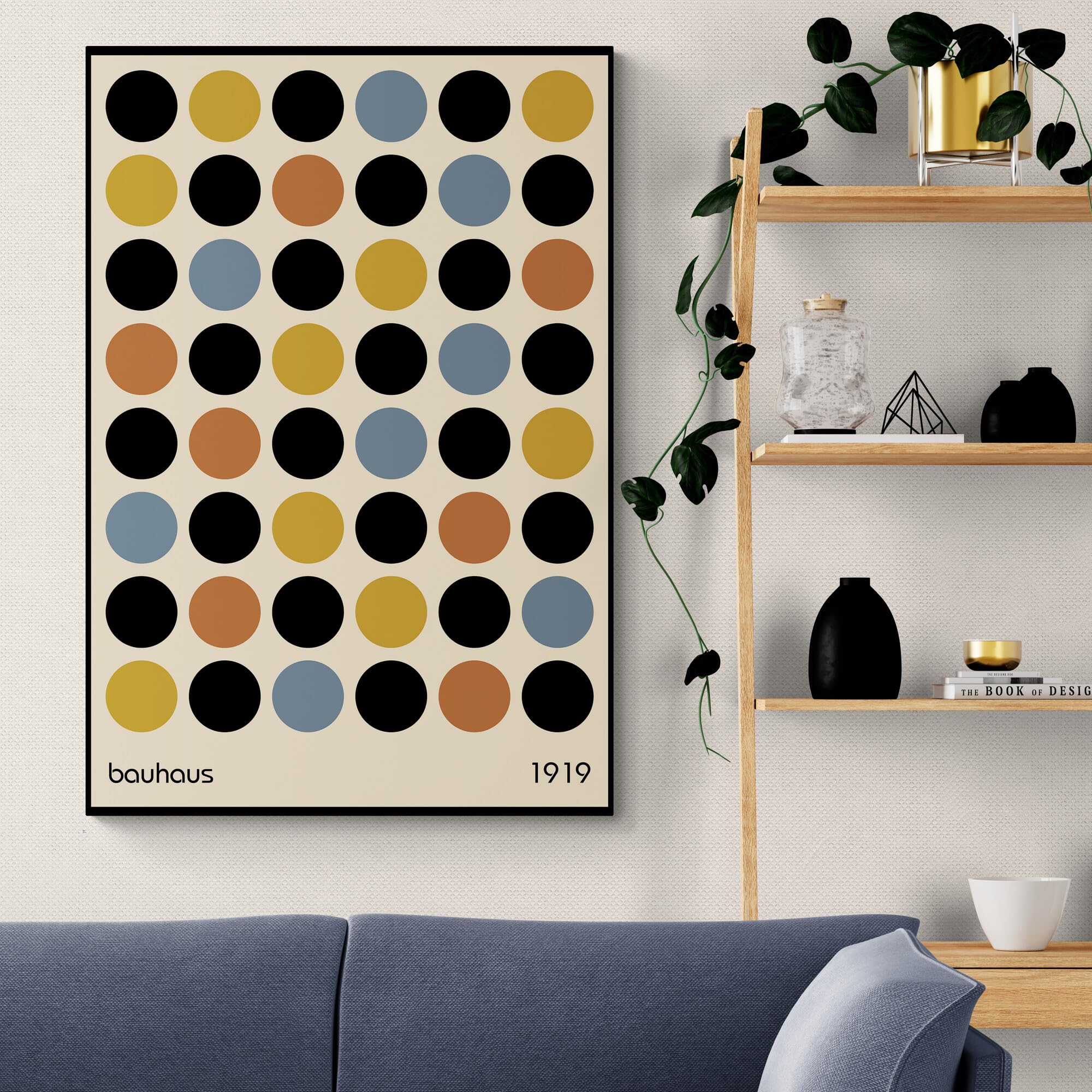 Bauhaus Wandkunst Bauhaus Druck Ausstellungsplakat Set mit 3 Drucken eingewickeltes, gerahmtes Leinwandbild verschiedene Größen (A2 61 cm x 41 cm)
