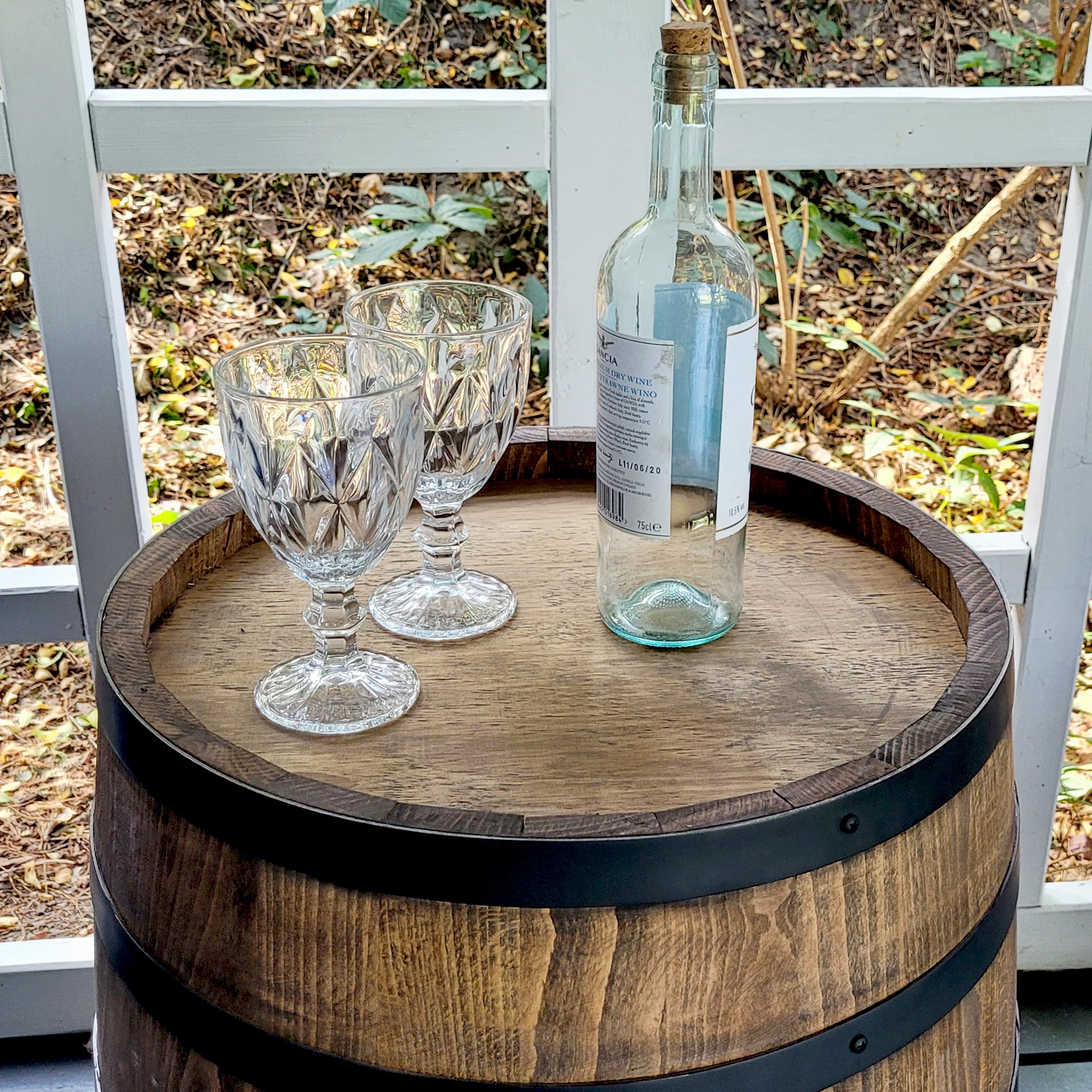 Weeco Decoración barril de madera – Muebles de estilo rústico para bares, hoteles y restaurantes – Soporte para menús, mesa alta de vino, mesa de cerveza o reserva de bebidas