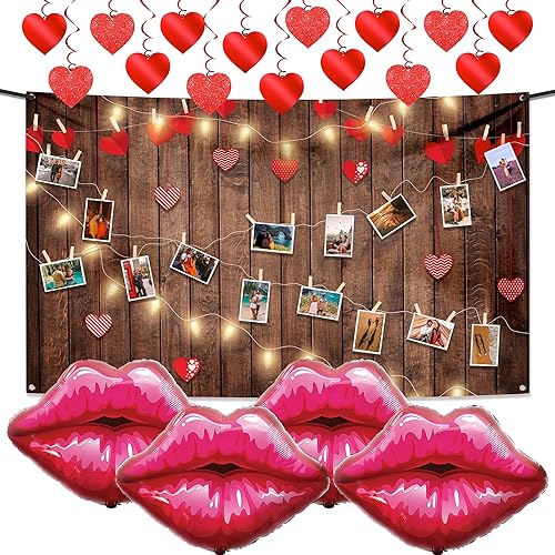 KatchOn, Red Lip Balloons Set - Large 30 Inch, Pack of 4 Adorable DIY Valentines Day Backdrop - Xtralarge 72x44 Inch Glitter Red Hanging Heart KatchOn, Red Lip Balloons Set - Large 30 Inch, Pack of 4 Adorable DIY Valentines Day Backdrop - Xtralarge 72x44 Inch Glitter Red Hanging Heart