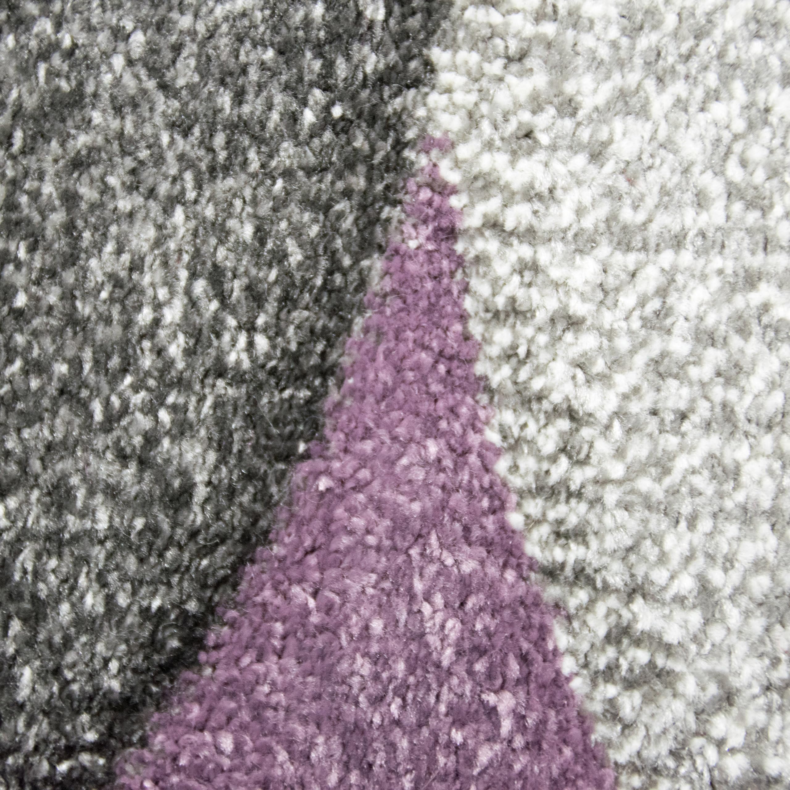 Teppich-Traum Teppich Läufer lang Flur modernes Bogenmuster Kurzflorteppich modern weich Konturenschnitt Lila-Grau 80 x 300 cm