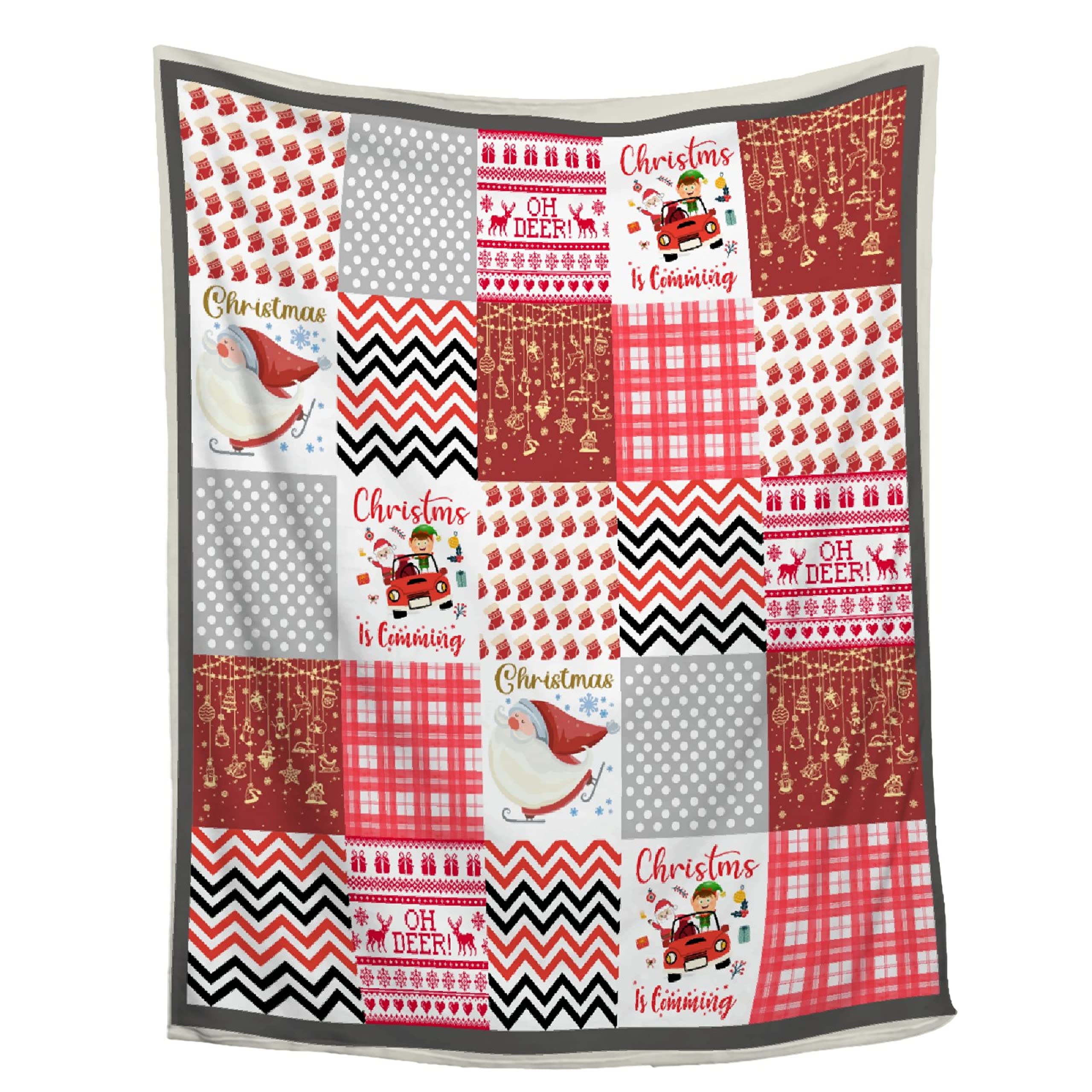 Christmas Print Blanket Super Soft Flannel Blanket for Sofa Couch Bed- Plush Warm Cozy Bed Quilts Home Decor for All Seasons - 50"x60"for Throw/Travel