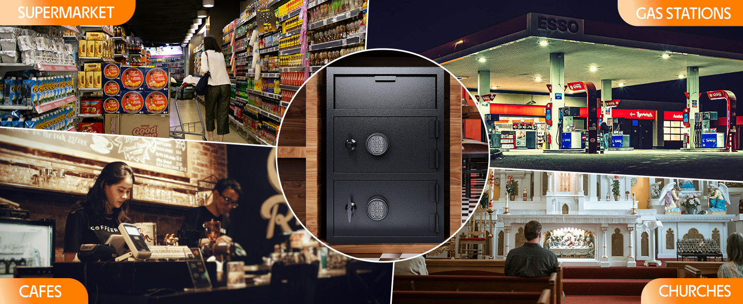 9.5 Cu Ft Extra Large Double Door Fireproof Drop Safe for Business