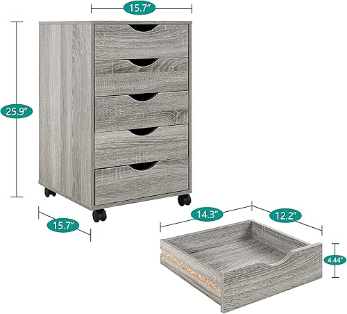 Miniatura 2 de Naomi Home Cómoda de 7 cajones para dormitorio, elegantes cómodas altas con ruedas, estantes de almacenamiento, cómoda pequeña para armario, cómoda