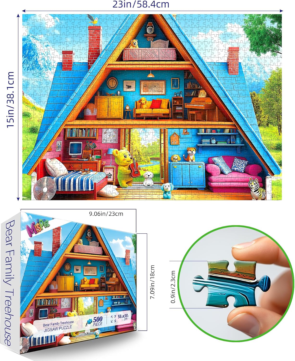 Treehouse Puzzles for Adults 500 Pieces, Cottage Jigsaw Puzzle image 2