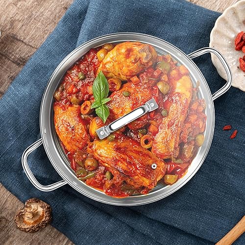 Miniatura 7 de Homikit - Olla de acero inoxidable, olla grande de 24 cuartos de galón con tapa, utensilios de cocina con parte inferior de tres capas para gas de