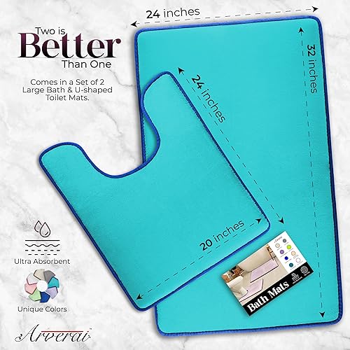 Miniatura 2 de Alfombras de baño, juego de 2 piezas de alfombrillas de espuma viscoelástica antideslizantes para el baño, la ducha y el inodoro, microfibra de