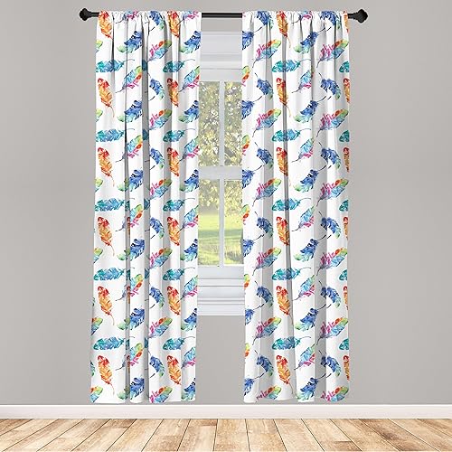 Miniatura 54 de Ambesonne Cortinas grises para ventana, pequeños lunares sobre fondo blanco, estilo retro, patrón tradicional pastel, decoración ligera, juego de 2