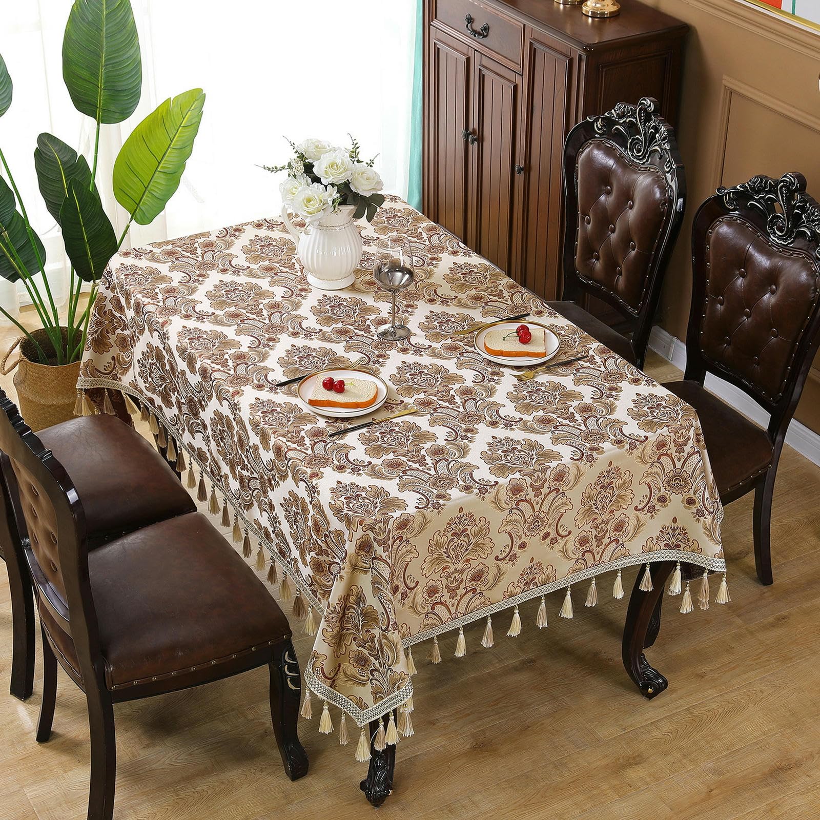tovaglia per Uso Domestico, Antipolvere E Antimacchia, Ricamata-blu-130 * 200