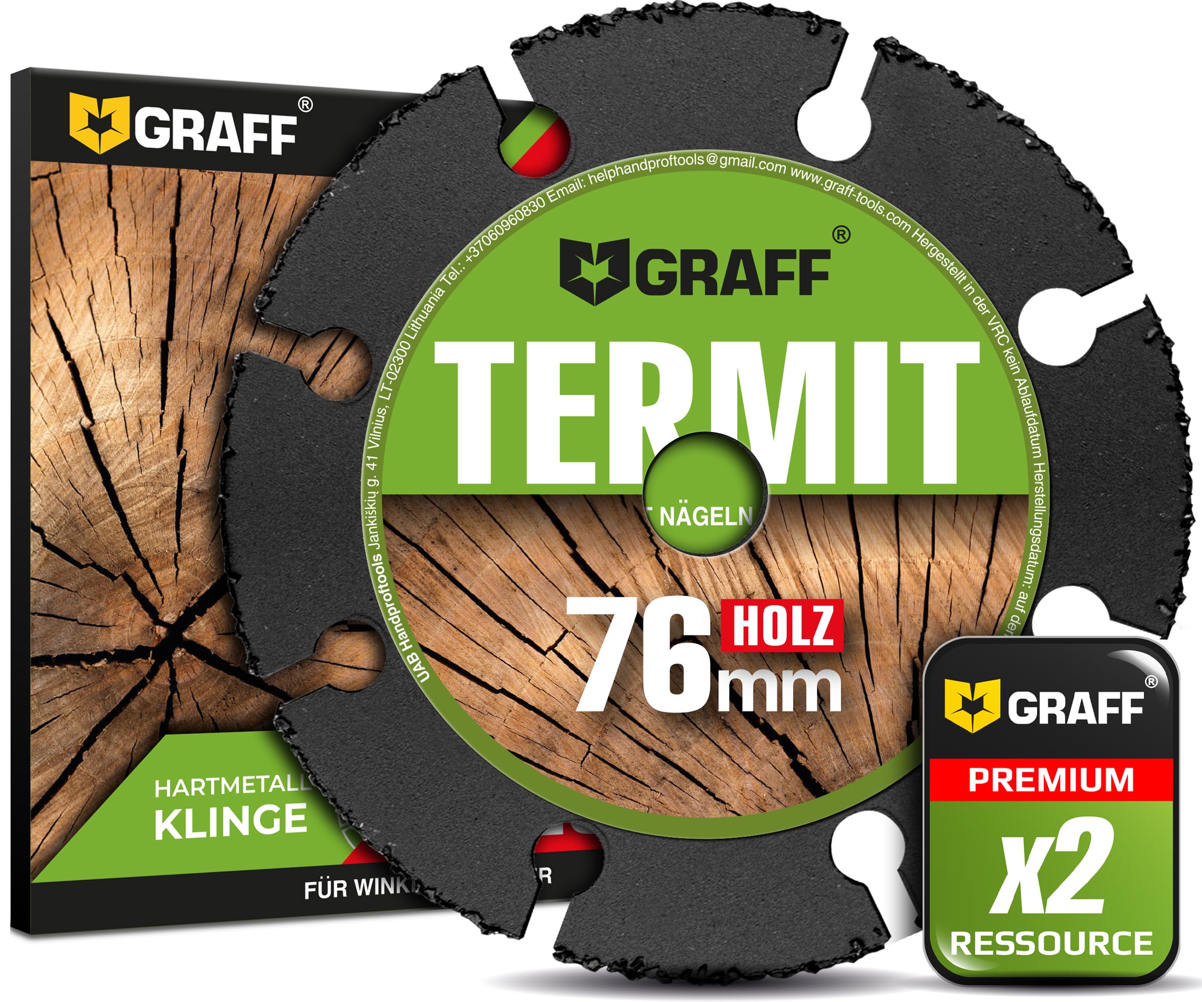 GRAFF Termit 76mm Mola da Taglio per Legno e Plastica Legno Laminato Cartongesso - Carbide Multi Wheel per Smerigliatrice Angolare - Disco da Taglio Legno 76 mm