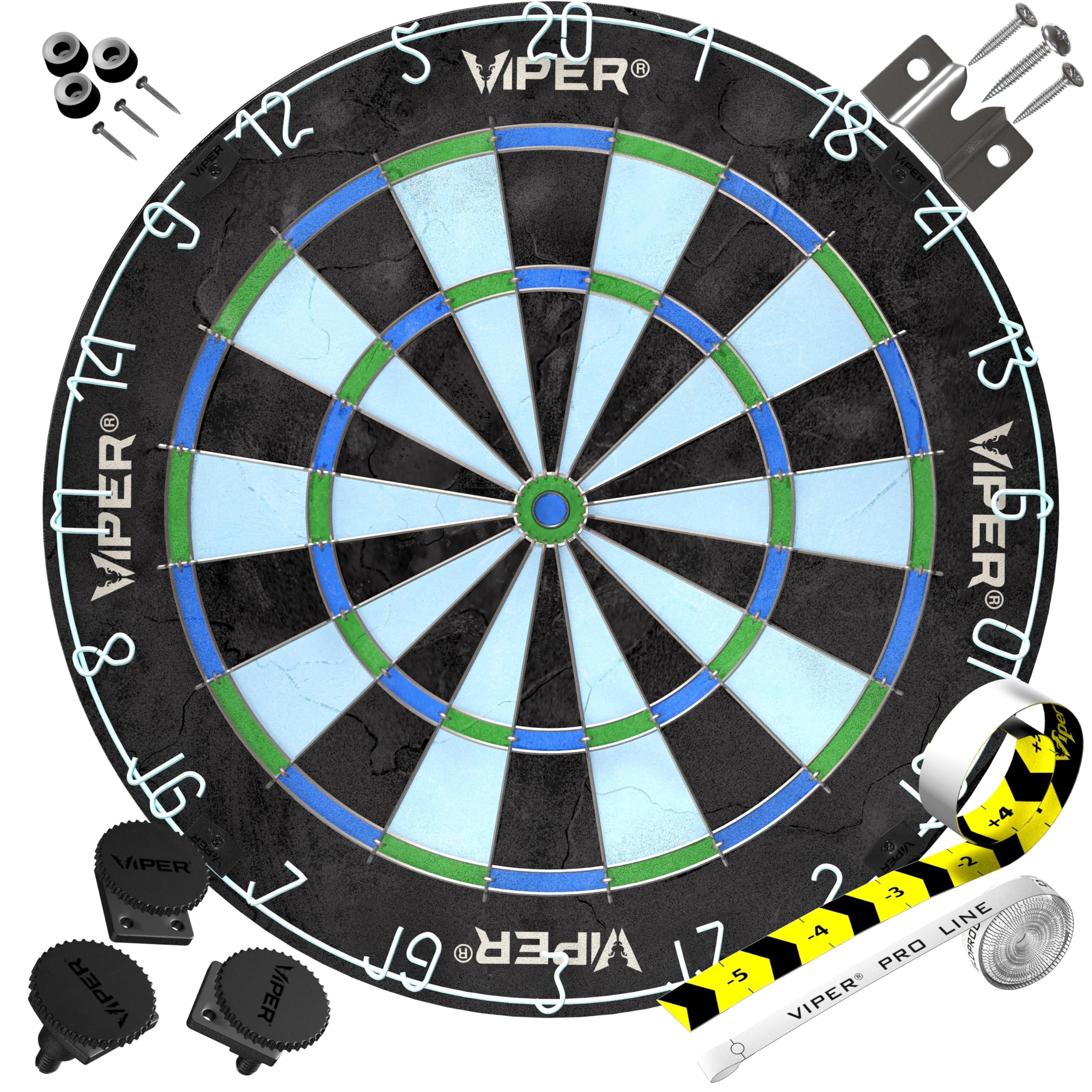 Viper Chroma Tournament Bristle Steel Tip Dartboard Set with Staple-Free Bullseye, Galvanized Metal Triangular Spider Wire for Reduced Bounce Outs; High-Grade Self-Healing Premium Sisal
