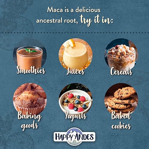Miniatura 5 de Happy Andes Polvo de raíz de maca negro orgánico puro y crudo sin OMG USDA para energía y fitness rendimiento y estado de ánimo para hombres y