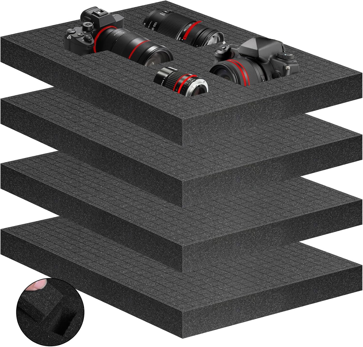 Eunice 4Pcs Polyurethane Foam Inserts -16 x 12 x 1.5 Inch Pick and Pluck Foam Padding Sheets for Tool Box, Camera Storage and Crafts Eunice 4Pcs Polyurethane Foam Inserts -16 x 12 x 1.5 Inch Pick and Pluck Foam Padding Sheets for Tool Box, Camera Storage and Crafts