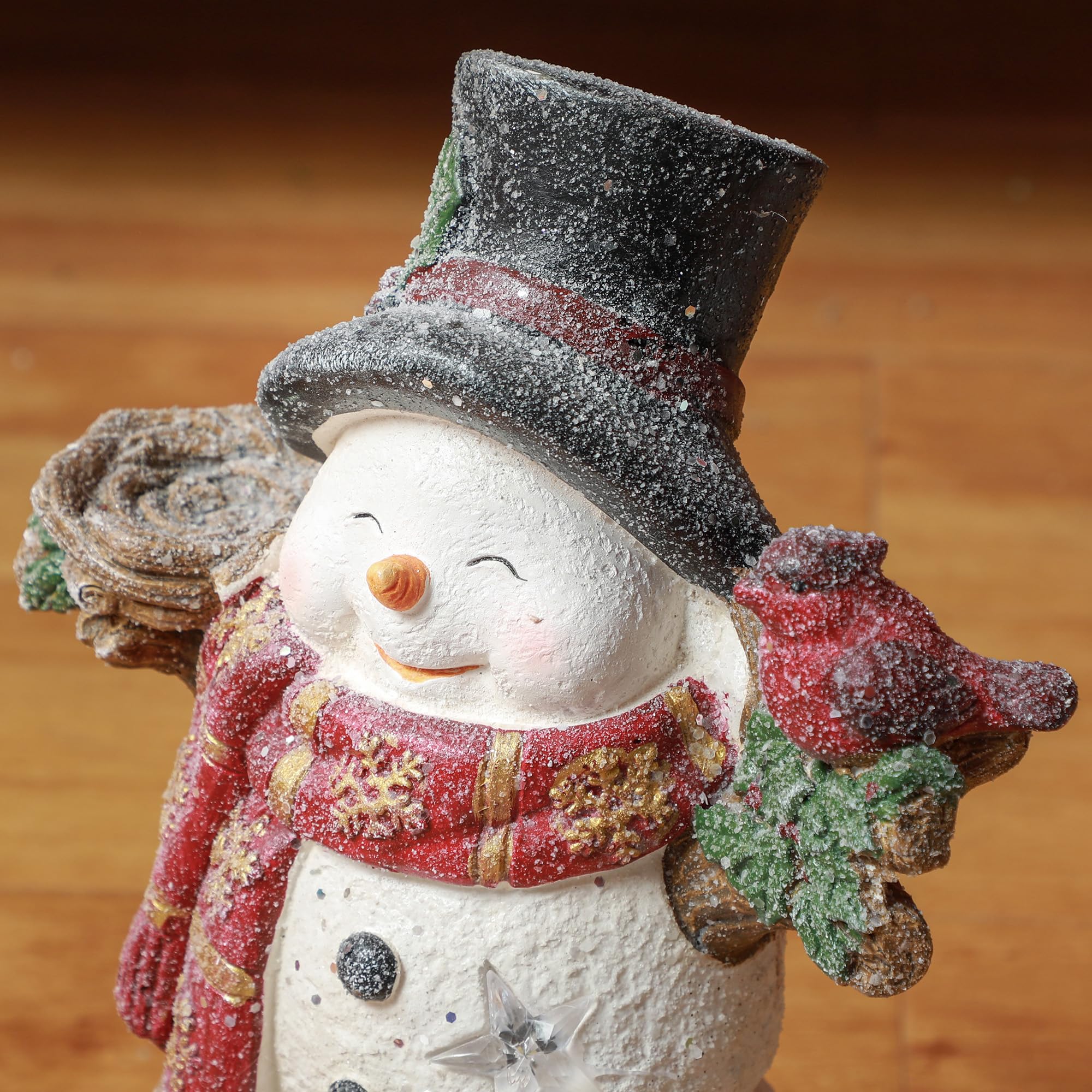 HOMCOM Weihnachtsdeko Figur Schneemann mit Schals 38 cm mit LED-Licht