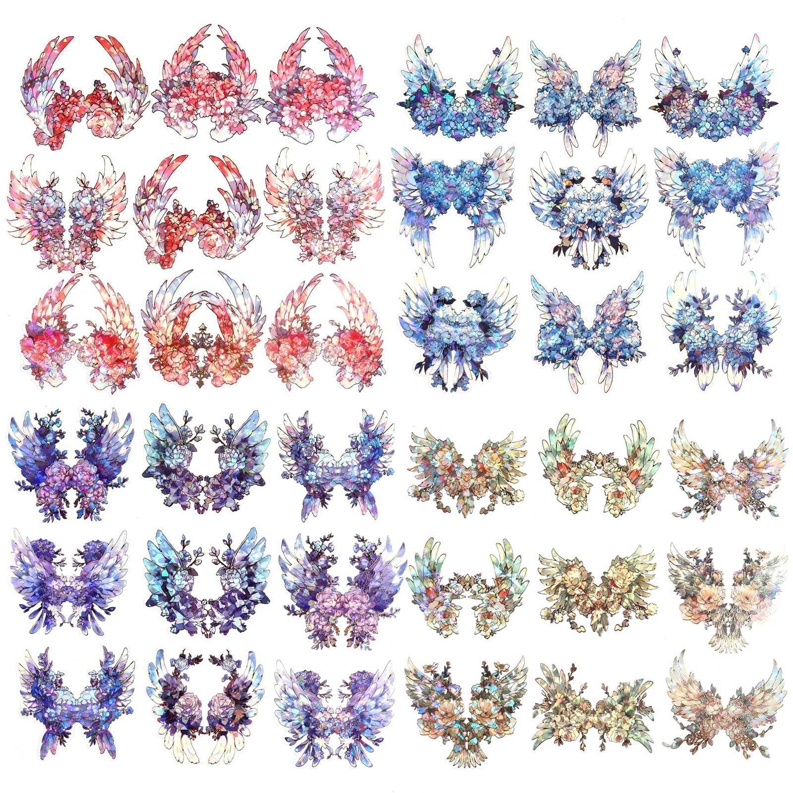 40Pcs Large Gilt Flower Wings Stickers for Scrapbooking,Self-Adhesive Floral WingsStickers Scrapbook Supplies Journaling Stickers for Water Bottle Adult Card Making Letters DIY Cards Decoration