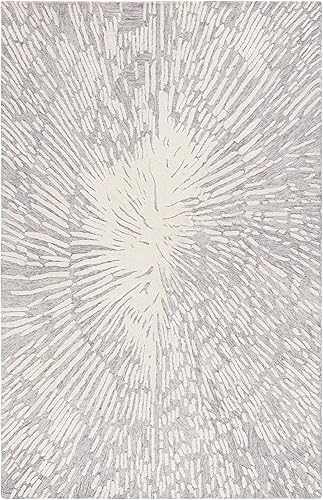 Miniatura 6 de SAFAVIEH Metro Collection - Alfombra de pasillo de 2 pies 3 pulgadas x 8 pies, gris y marfil, hecha a mano, lana abstracta moderna, ideal para zonas