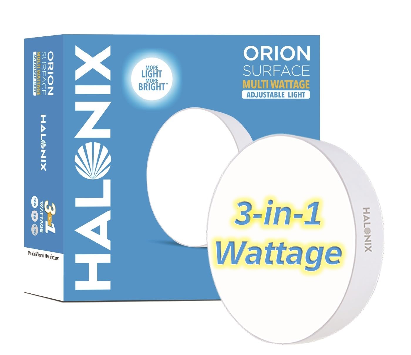 Halonix 3 in 1 Multi Wattage 10W, 5W, 0.5W Ceiling Light for Home | Round LED Surface Downlighter | Pack of 1-image-36